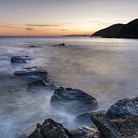 Buy canvas prints of Tranquil Sunset, Portwrinkle, Cornwall by Mick Blakey