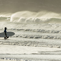 Buy canvas prints of Surf Approach , Fistral Beach, Cornwall by Mick Blakey