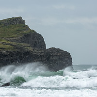 Buy canvas prints of Rough Weather, Whipsiderry Beach, Cornwall by Mick Blakey