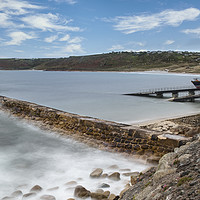 Buy canvas prints of Lifeboat Station and Sea Wall, Sennen, Cornwall by Mick Blakey