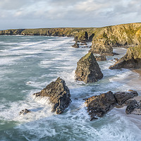 Buy canvas prints of Late Afernoon in December, Bedruthan Steps, Cornwa by Mick Blakey