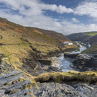 Buy canvas prints of Rugged Harbour, Boscastle, Cornwall by Mick Blakey