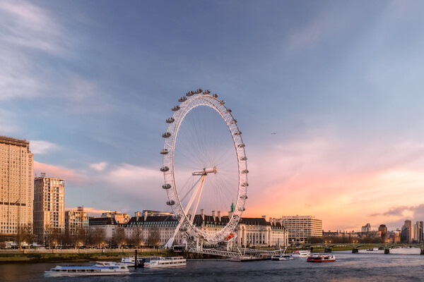 London Eye Sunset Picture Board by Mark Jones