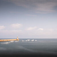 Buy canvas prints of Dinghy racing round Tynemouth Pier by Mark Jones