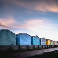 Buy canvas prints of Beach Huts at Sunset, nr Worthing by Mark Jones