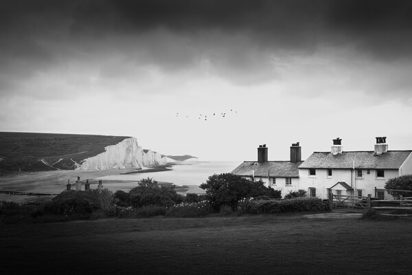 The Coastguard Cottages and the Seven Sisters Picture Board by Mark Jones