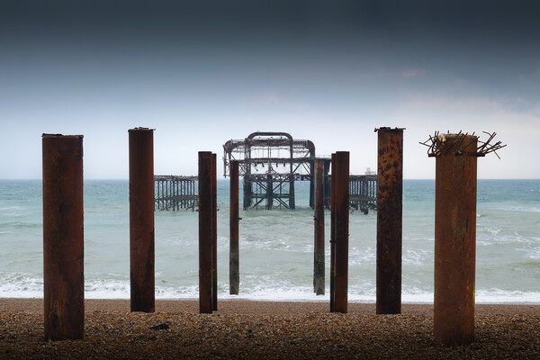 Brighton West Pier, Overcast Picture Board by Mark Jones