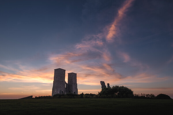 Reculver Towers Sunset Picture Board by Mark Jones