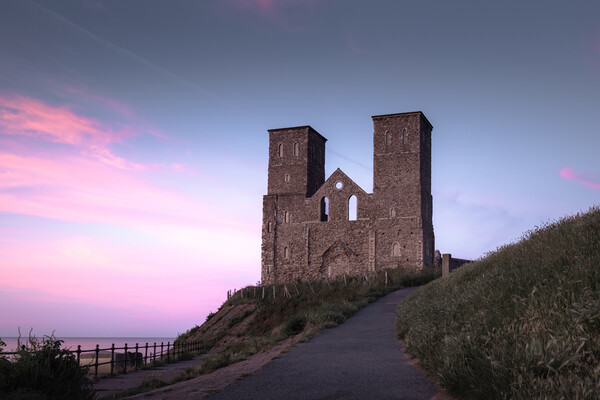 Reculver Towers Sunset Picture Board by Mark Jones