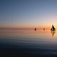 Buy canvas prints of Sunset Sailing by Mark Jones