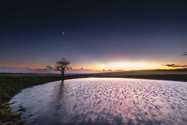 Sunset at the Dew Pond on Ditchling Beacon Picture Board by Mark Jones