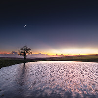 Buy canvas prints of Sunset at the Dew Pond on Ditchling Beacon by Mark Jones