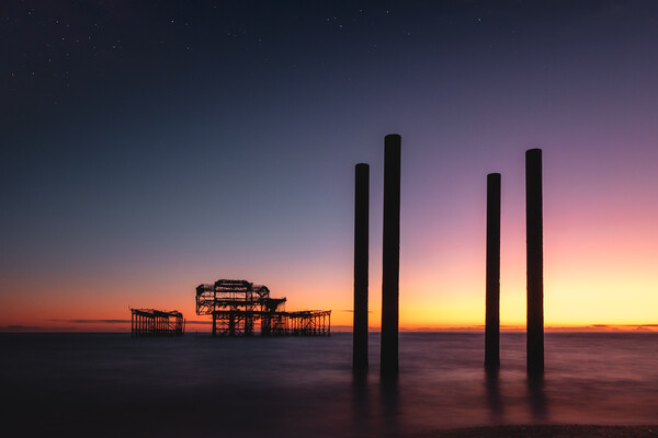 Brighton West Pier, Sundown Picture Board by Mark Jones