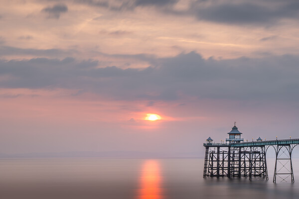 Clevedon Pier Sunset Picture Board by Mark Jones