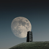 Buy canvas prints of Moonrise at Glastonbury Tor by Mark Jones