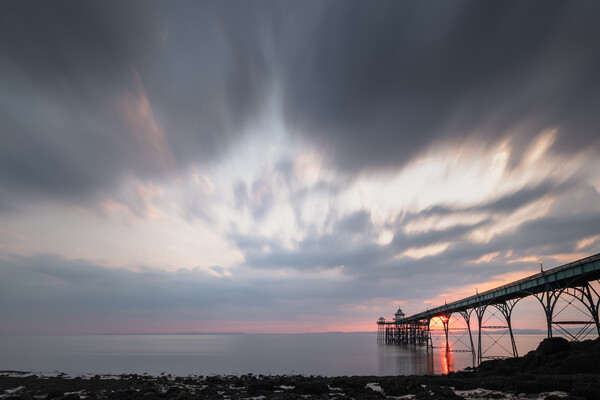 Clevedon Pier Sunset Picture Board by Mark Jones