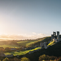 Buy canvas prints of Corfe Castle Sunset by Mark Jones