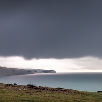 Buy canvas prints of Seven Sisters and Belle Tout from Seaford Head by Mark Jones