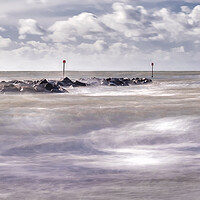 Buy canvas prints of Coastal Defences at Elmer Beach by Mark Jones