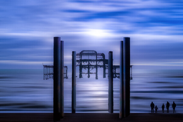 West Pier Moonlit Picture Board by Mark Jones
