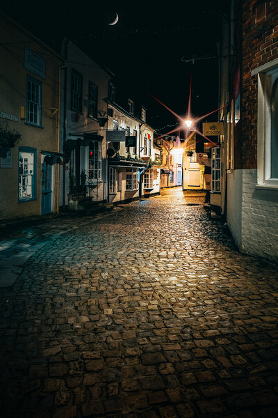 Quay Street, Lymington, Hampshire, UK, at night Picture Board by Mark Jones