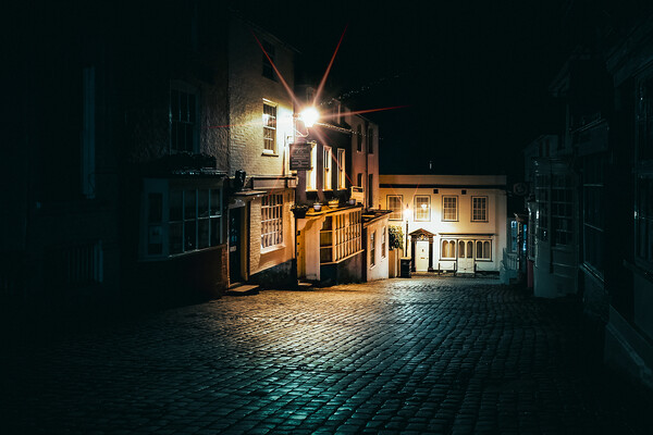 Quay Street, Lymington, Hampshire, UK, at night Picture Board by Mark Jones