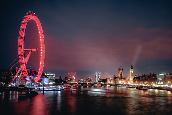 London Eye and Big Ben at Night Picture Board by Mark Jones