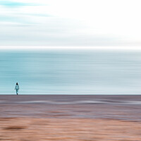Buy canvas prints of Cool Beach, with Walker by Mark Jones