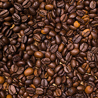 Buy canvas prints of Coffee beans as background picture - top down view by Erik Lattwein