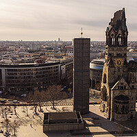 Buy canvas prints of Famous Breitscheidplatz Square Berlin with Kaiser Wilhelm Memorial Church by Erik Lattwein