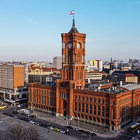 Buy canvas prints of Famous Red City Hall of Berlin - aerial view by Erik Lattwein