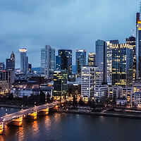 Buy canvas prints of The skyscrapers of Frankfurt Germany at night by Erik Lattwein