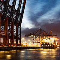 Buy canvas prints of Eurogate Container Terminal in the Port of Hamburg - CITY OF HAMBURG, GERMANY - MAY 10, 2021 by Erik Lattwein