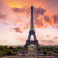 Buy canvas prints of Famous Eiffel Tower in Paris - most famous landmark in the city by Erik Lattwein