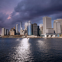 Buy canvas prints of Amazing Manhattan Skyline downtown view from Hudson River by Erik Lattwein