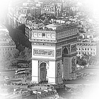 Buy canvas prints of Famous Triumphs Arch called Arc de Triomphe in Paris - aerial vi by Erik Lattwein