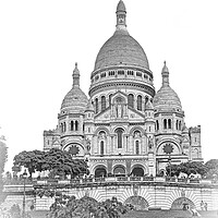 Buy canvas prints of Famous Sacre Coeur church in Paris on Montmartre hill by Erik Lattwein