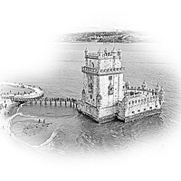 Buy canvas prints of Most important landmark in Lisbon . The Tower of Belem from abov by Erik Lattwein