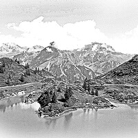 Buy canvas prints of Mountain Lake Truebsee in Switzerland by Erik Lattwein