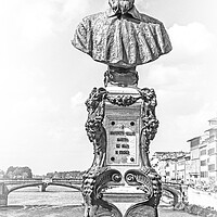 Buy canvas prints of Statue of Benvenuto Cellini on Ponte Vecchio Bridge in Venice by Erik Lattwein