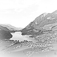 Buy canvas prints of Wonderful Switzerland from above - Lake Lungern near Lucerne by Erik Lattwein