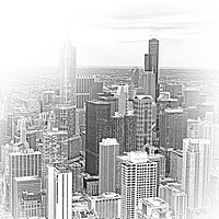 Buy canvas prints of Chicago from above - amazing aerial view by Erik Lattwein