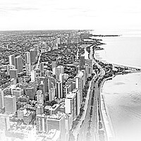 Buy canvas prints of Chicago and Lake Michigan from above by Erik Lattwein