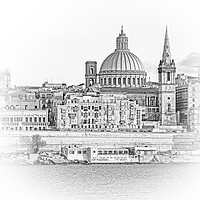 Buy canvas prints of Typical and famous skyline of Valletta - the capital city of Mal by Erik Lattwein