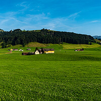 Buy canvas prints of Panoramic view over the typical landscape in Switzerland Appenzell by Erik Lattwein