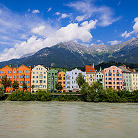 Buy canvas prints of The famous colorful houses at River Inn in Innsbruck by Erik Lattwein