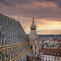 Buy canvas prints of View over the city of Vienna from the top of St Stephans Cathedral by Erik Lattwein