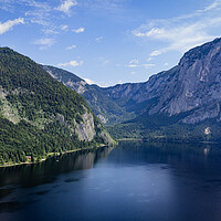 Buy canvas prints of Lake Altaussee in Austria - aerial view by Erik Lattwein