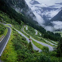 Buy canvas prints of The bending road of Silvretta High Alpine Road in Austria Montafon by Erik Lattwein