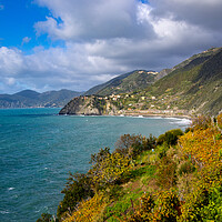 Buy canvas prints of Beautiful coast of Cinque Terre in Italy on a sunny day by Erik Lattwein